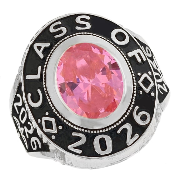 JackAni 10k White Gold Simulated October Birthstone 2026 Graduation Mens Class Ring - Size 7.00