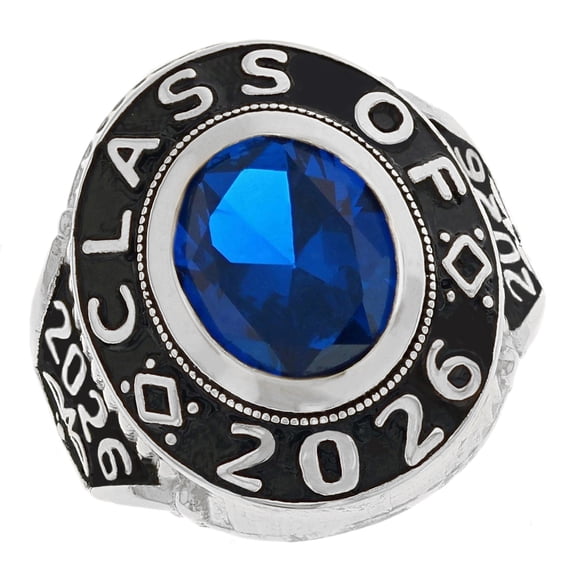JackAni 10k White Gold Simulated September Birthstone 2026 Graduation Mens Class Ring - Size 8.75