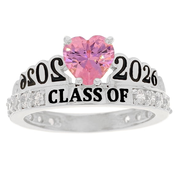 JackAni 10k White Gold Simulated Tourmaline October Birthstone Gorgeous 2026 Graduation Ring - Size 8.00