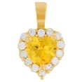 thumbnail image 1 of JackAni 10k Yellow Gold Adorable Heart Shape November Simulated Citrine Women's Sliding Pendant, 1 of 5