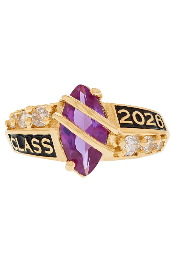 10k Yellow Gold Simulated Alexandrite June Birthstone 2026 Class Graduation Ring - Size 11.00