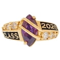 thumbnail image 1 of JackAni 10k Yellow Gold Simuated Amethyst February Birthstone 2026 Class Graduation Ring - Size 6.75, 1 of 5