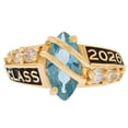 thumbnail image 1 of JackAni 10k Yellow Gold Simulated Aquamarine March Birthstone 2026 Class Graduation Ring - Size 5.50, 1 of 5