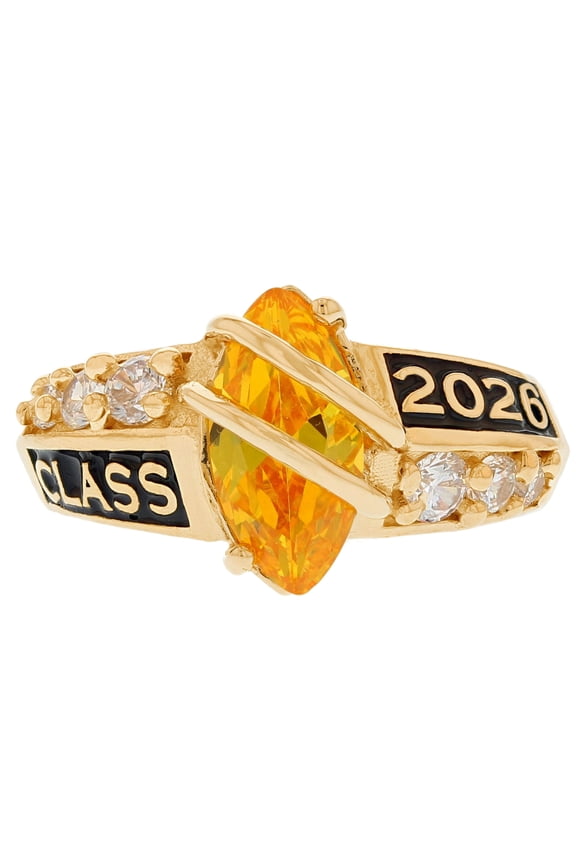 10k Yellow Gold Simulated Citrine November Birthstone 2026 Class Graduation Ring - Size 9.75
