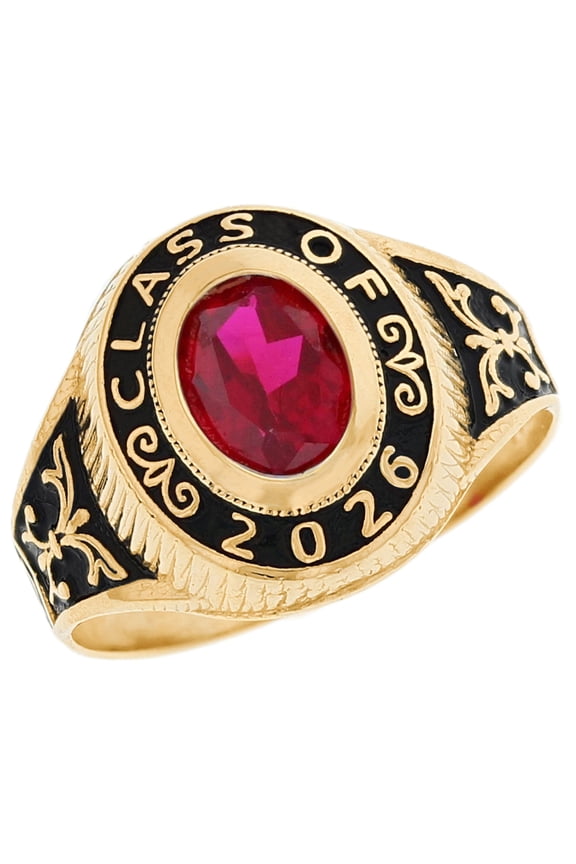10k Yellow Gold Simulated January Birthstone 2026 Class Graduation Ring - Size 7.00