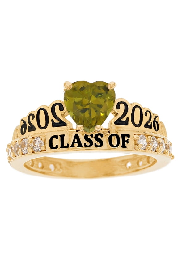 10k Yellow Gold Simulated Peridot August Birthstone Gorgeous 2026 Graduation Ring - Size 5.50