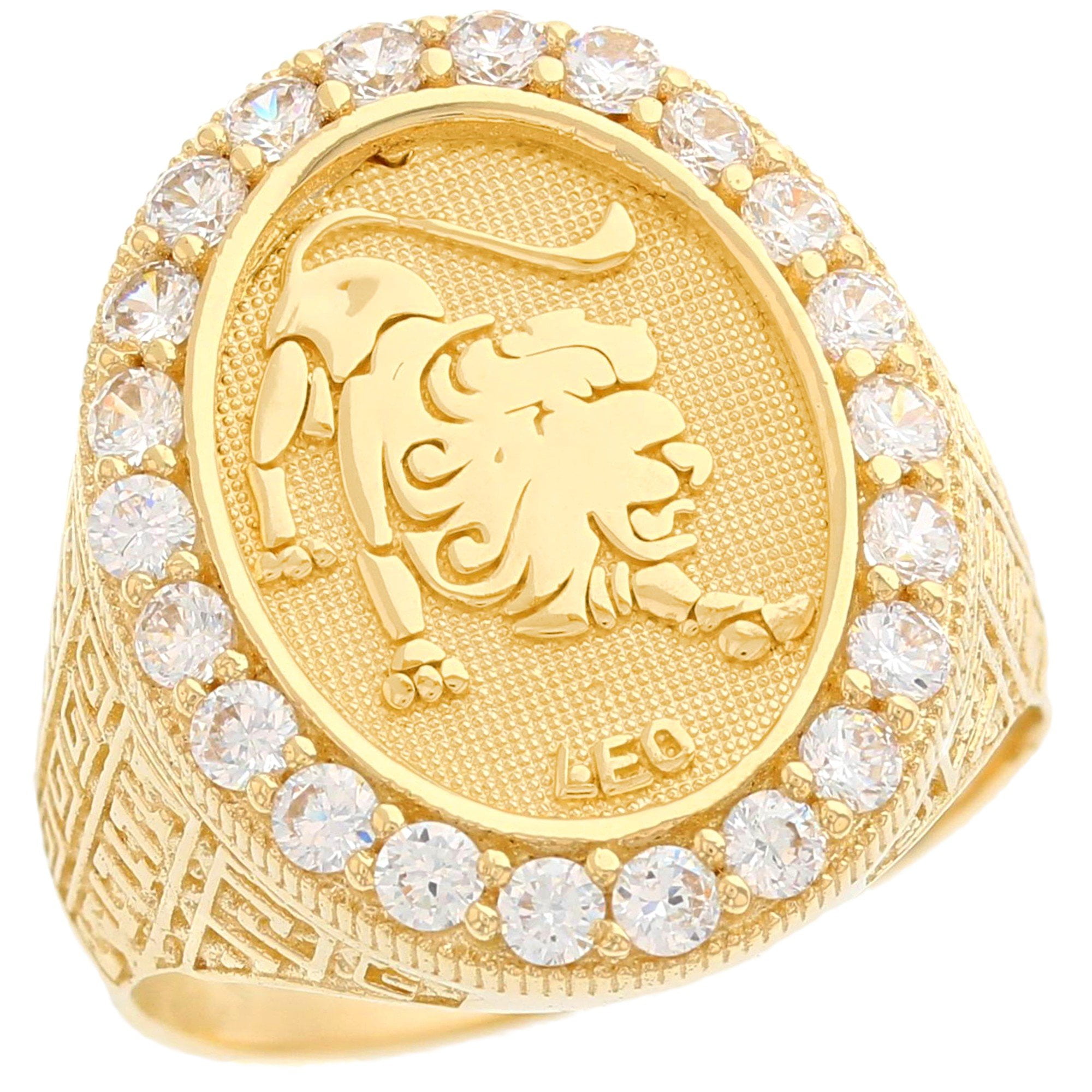 JackAni 14k Solid Yellow Gold CZ Accented Men's Virgo Zodiac