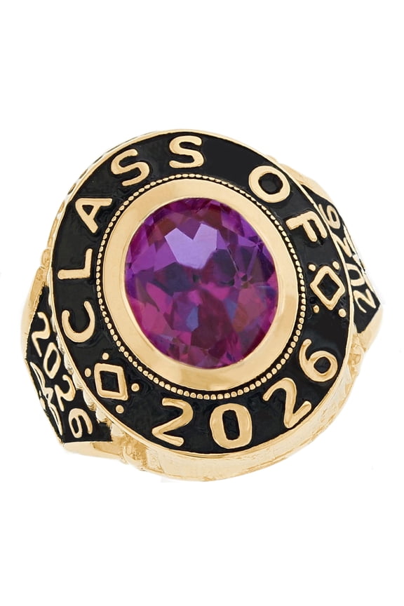 14k Gold June CZ Simulated Birthstone 2026 Graduation Mens Class Ring - Size 9.75