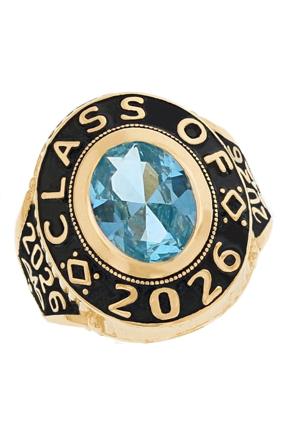 14k Gold March CZ Simulated Birthstone 2026 Graduation Mens Class Ring - Size 12.75