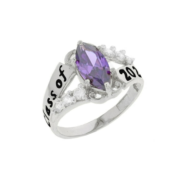 JackAni 14k Gold Simuated Amethyst February Birthstone 2026 Class Graduation Ring - Size 10.50
