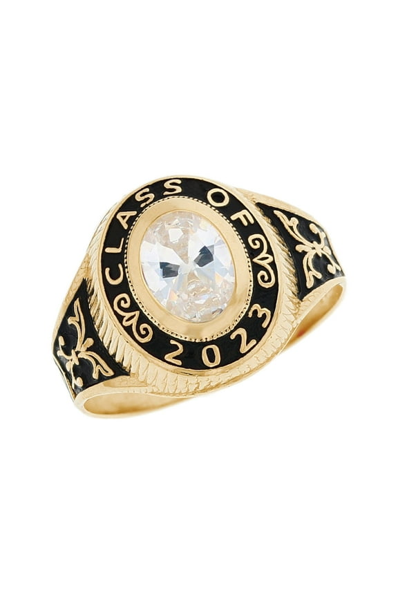 14k Gold Simulated April Birthstone CZ 2025 Class Graduation Ring - Size 7.25