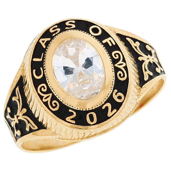 JackAni 14k Gold Simulated April Birthstone CZ 2026 Class Graduation Ring - Size 7.50