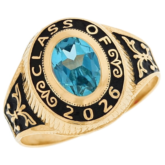 JackAni 14k Gold Simulated December Birthstone 2026 Class Graduation Ring - Size 8.50