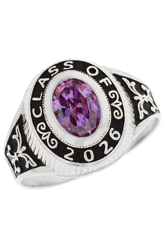 14k Gold Simulated February Birthstone 2026 Class Graduation Ring - Size 5.00