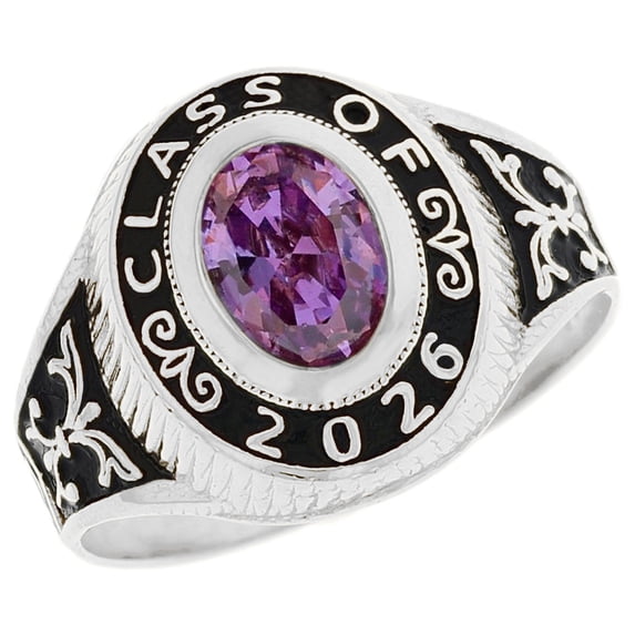JackAni 14k Gold Simulated February Birthstone 2026 Class Graduation Ring - Size 8.25