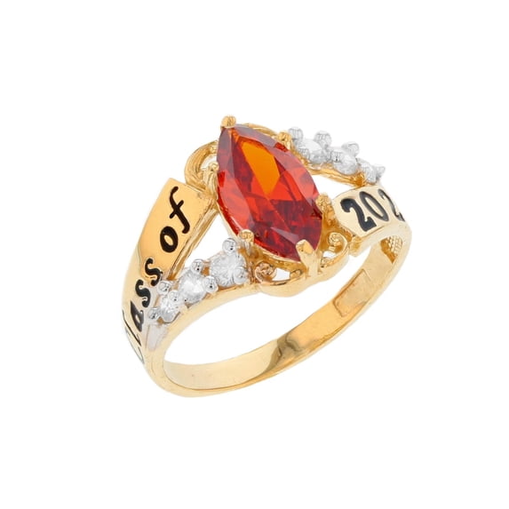 JackAni 14k Gold Simulated Garnet January Birthstone 2026 Class Graduation Ring - Size 8.25
