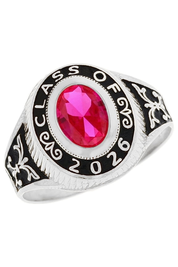 14k Gold Simulated July Birthstone CZ 2026 Class Graduation Ring - Size 6.75