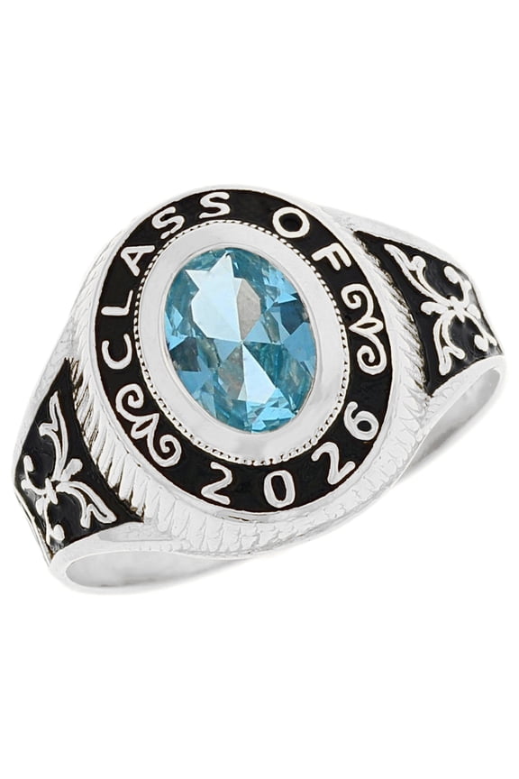 14k Gold Simulated March Birthstone CZ 2026 Class Graduation Ring - Size 5.00