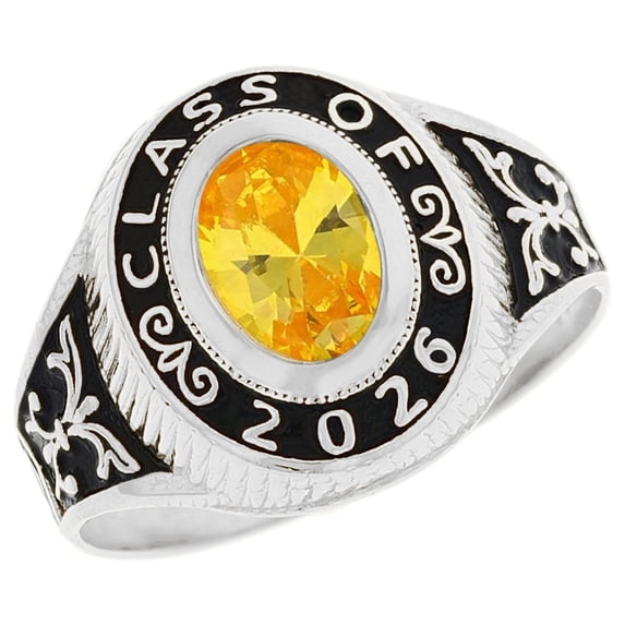 JackAni 14k Gold Simulated November Birthstone 2026 Class Graduation Ring - Size 9.50