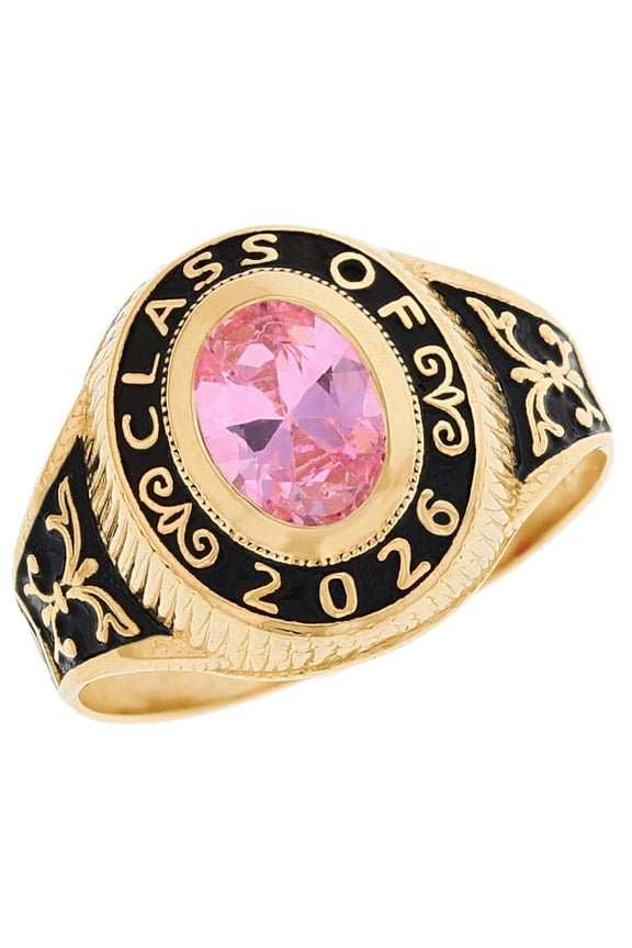 14k Gold Simulated October Birthstone 2026 Graduation Ring - Size 5.25