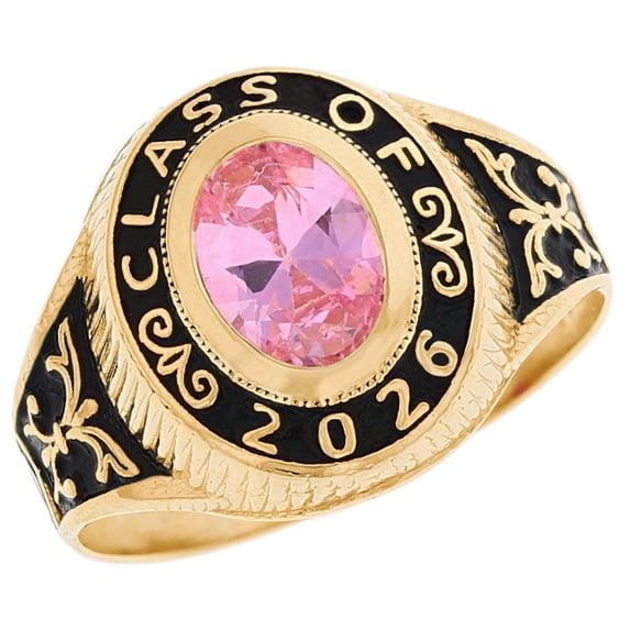 JackAni 14k Gold Simulated October Birthstone 2026 Graduation Ring - Size 8.25