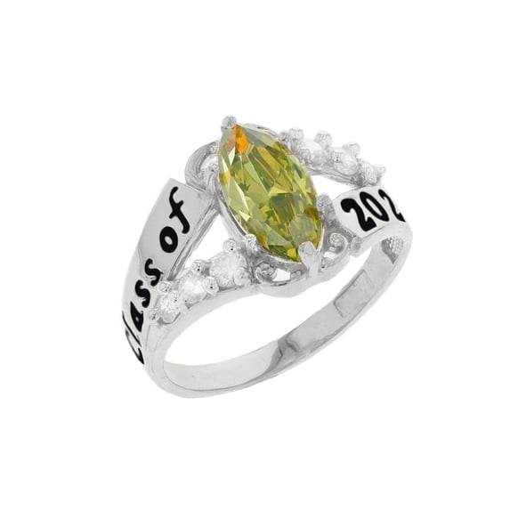 JackAni 14k Gold Simulated Peridot August Birthstone 2026 Class Graduation Ring - Size 10.50