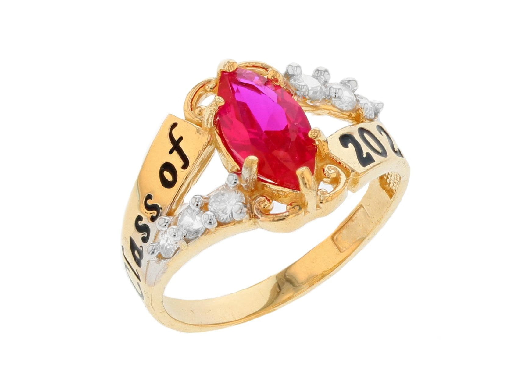 Ruby Graduation Ring JackAni 14k Gold Simulated Ruby July Birthstone 2025 Class Graduation ...