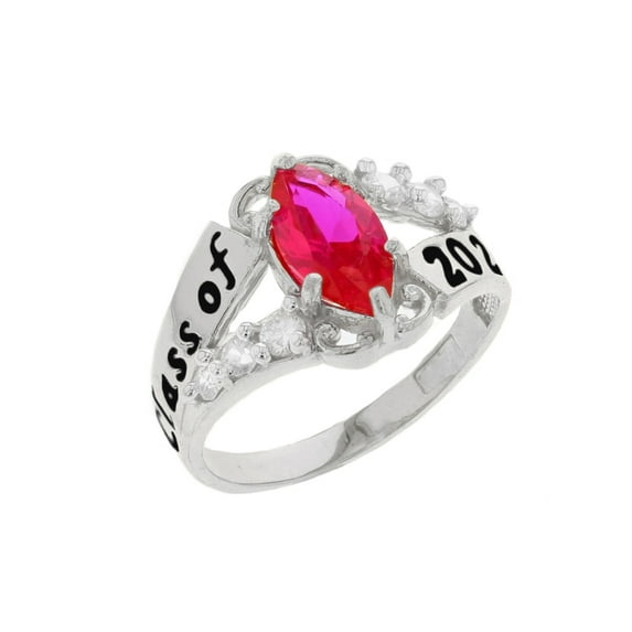 JackAni 14k Gold Simulated Ruby July Birthstone 2026 Class Graduation Ring - Size 5.00