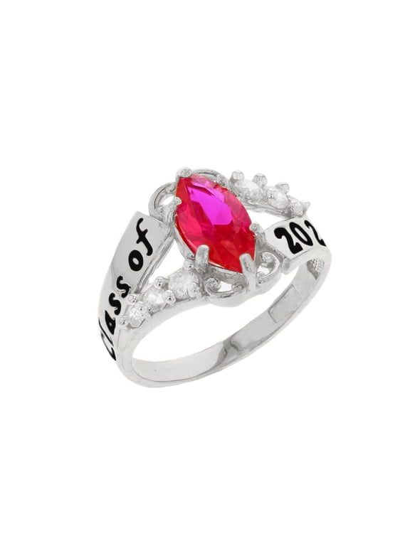 14k Gold Simulated Ruby July Birthstone 2026 Class Graduation Ring - Size 5.00