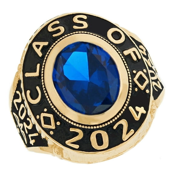 JackAni 14k Gold Simulated September Birthstone 2024 Graduation Mens Class Ring - Size 7.00
