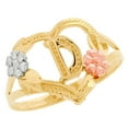 thumbnail image 1 of JackAni 14k Multi-Tone Gold Diamond Cut Floral Letter Initial D Heart Ring, 1 of 5