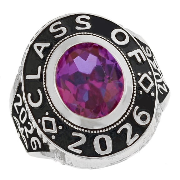 JackAni 14k White Gold June CZ Simulated Birthstone 2026 Graduation Mens Class Ring - Size 8.75