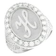 thumbnail image 1 of JackAni 14k White Gold Mens Oval Halo White CZ Initial Letter H Ring, 1 of 5