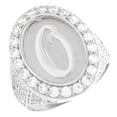 thumbnail image 1 of JackAni 14k White Gold Mens Oval Halo White CZ Initial Letter O Ring, 1 of 5