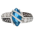 thumbnail image 1 of JackAni 14k White Gold Simulated Blue Zircon December Birthstone 2026 Class Graduation Ring - Size 5.75, 1 of 5