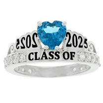 JackAni 14k White Gold Simulated Blue Zircon December Birthstone Gorgeous 2025 Graduation Ring - Size 5.00