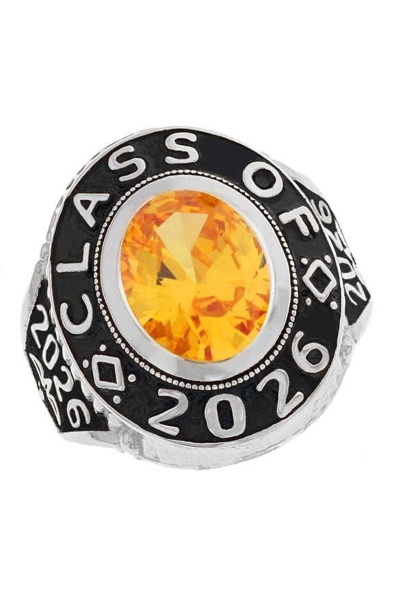 14k White Gold Simulated November Birthstone 2026 Graduation Mens Class Ring - Size 9.50