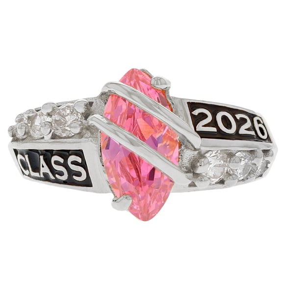 JackAni 14k White Gold Simulated Tourmaline October Birthstone 2026 Class Graduation Ring - Size 6.00