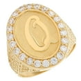 thumbnail image 1 of JackAni 14k Yellow Gold Mens Oval Halo White CZ Initial Letter Q Ring, 1 of 5