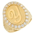thumbnail image 1 of JackAni 14k Yellow Gold Mens Oval Halo White CZ Initial Letter Y Ring, 1 of 5