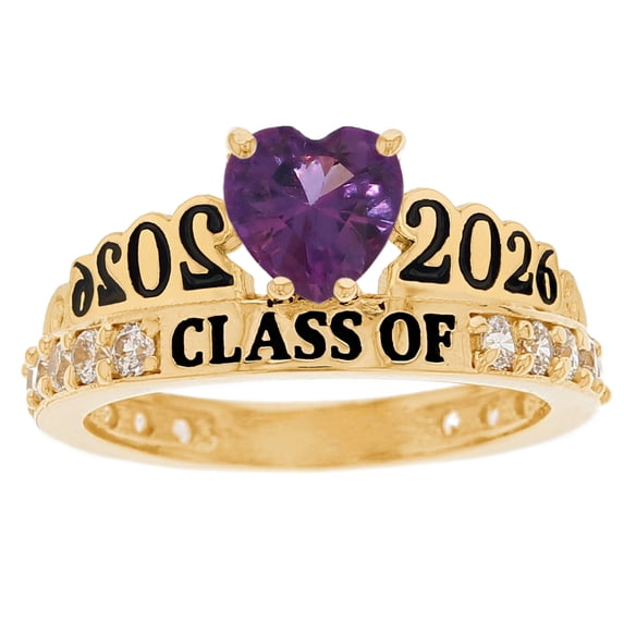 JackAni 14k Yellow Gold Simulated Alexandrite June Birthstone Gorgeous 2026 Graduation Ring - Size 6.25