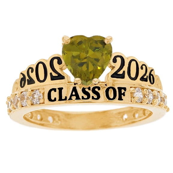 JackAni 14k Yellow Gold Simulated Peridot August Birthstone Gorgeous 2026 Graduation Ring - Size 9.00
