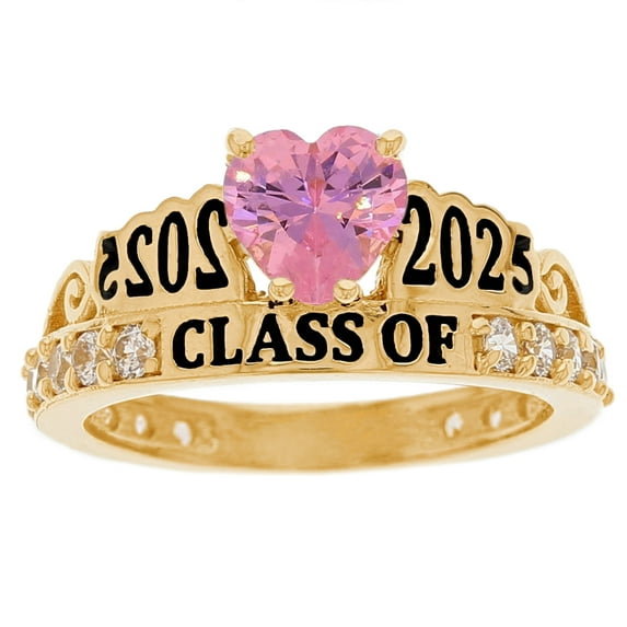 JackAni 14k Yellow Gold Simulated Tourmaline October Birthstone Gorgeous 2025 Graduation Ring - Size 8.25