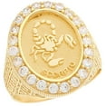 thumbnail image 1 of JackAni 14k Yellow Gold Zodiac Scorpio Oval Halo White CZ Men's Heavy Ring, 1 of 5
