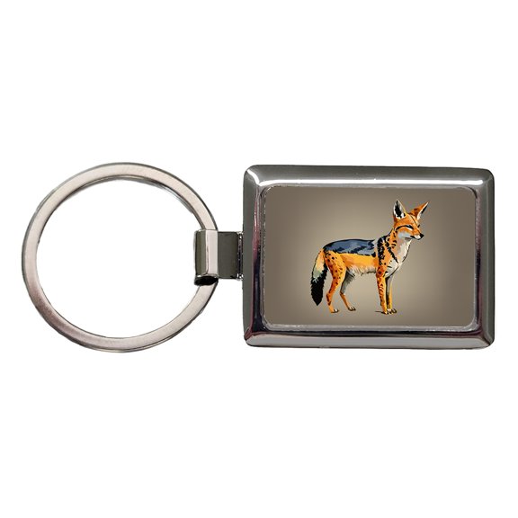 Jackal Watercolor Metal Rectangle Keychain