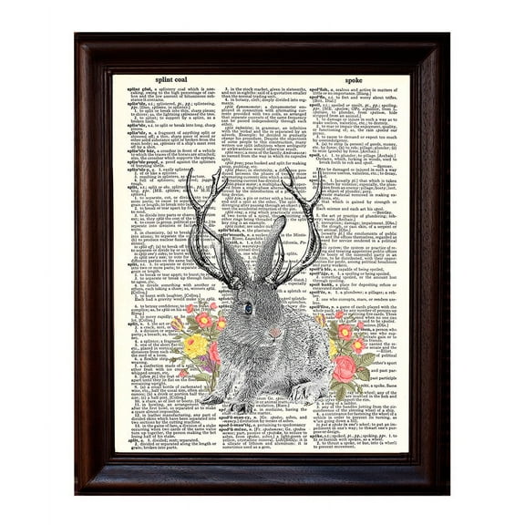 Jackalope - Dictionary Art Print Printed On Authentic Vintage Dictionary Book Page - 8 x 10.5