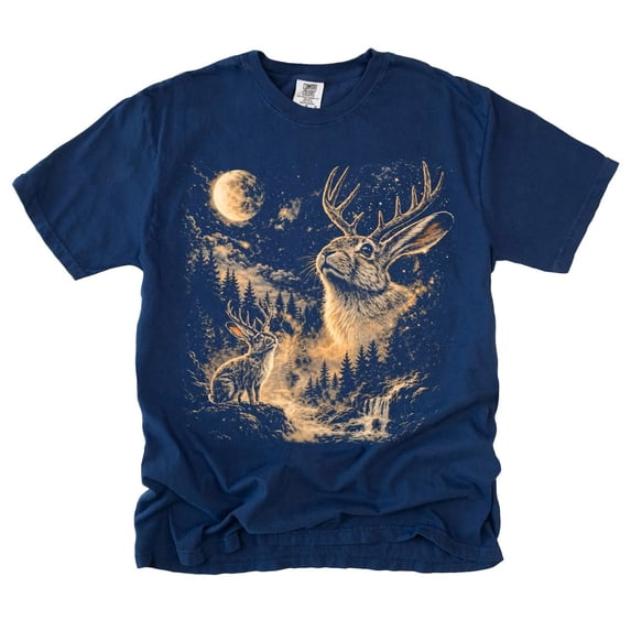Jackalope Howling at the Full Moon Graphic T-Shirt, Vintage 90s Galaxy Country Western Tee, Jackalope Lover Gift