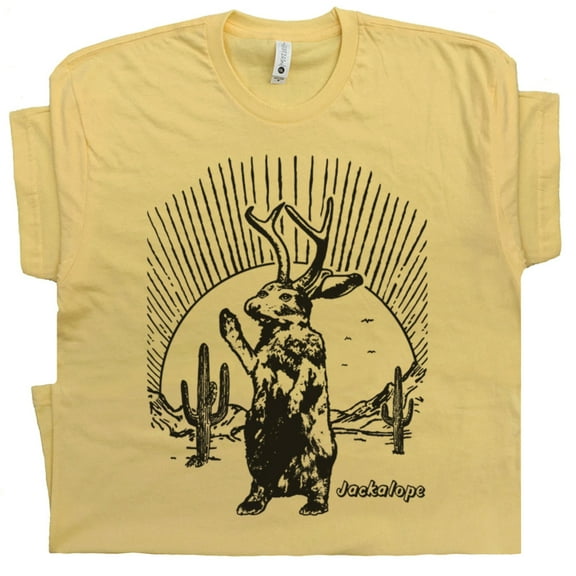Jackalope T Shirt Jack Rabbit Weird Shirts for Men Women Funky Cool Joshua Tree Graphic Tee Retro Cryptid Southwest Theme Cryptozoology