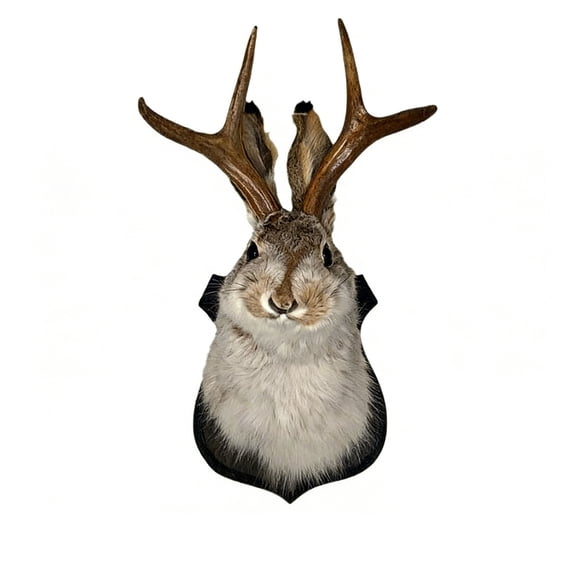 Jackalope Taxidermy Mount Wall Decor Faux Deer Head For Easter Farmhouse Rustic Home Handcrafted 10.23X5.51 Inch