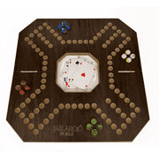 Jackaroo Board Game - 2-4 Player Cards and Marbles Board Game - Marble Chase Game - Carbles Board Game with Cards - Jokers and Marbles Board Game Wooden Board Foldable and Open in The Middle Walnut